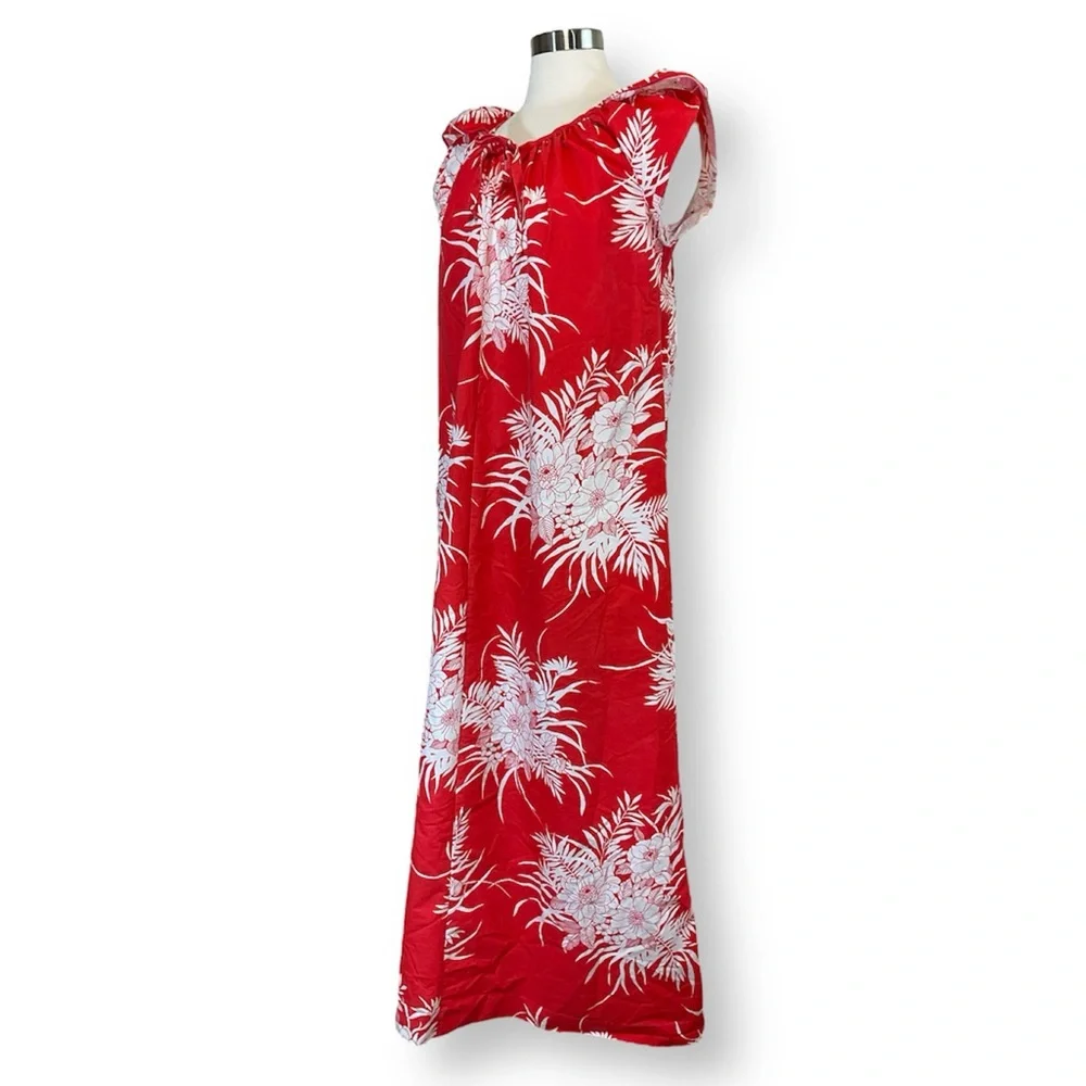 Vintage Hilo Hattie Tropical Print Maxi Dress